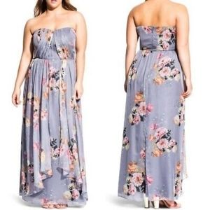 Purple flower high low dress,